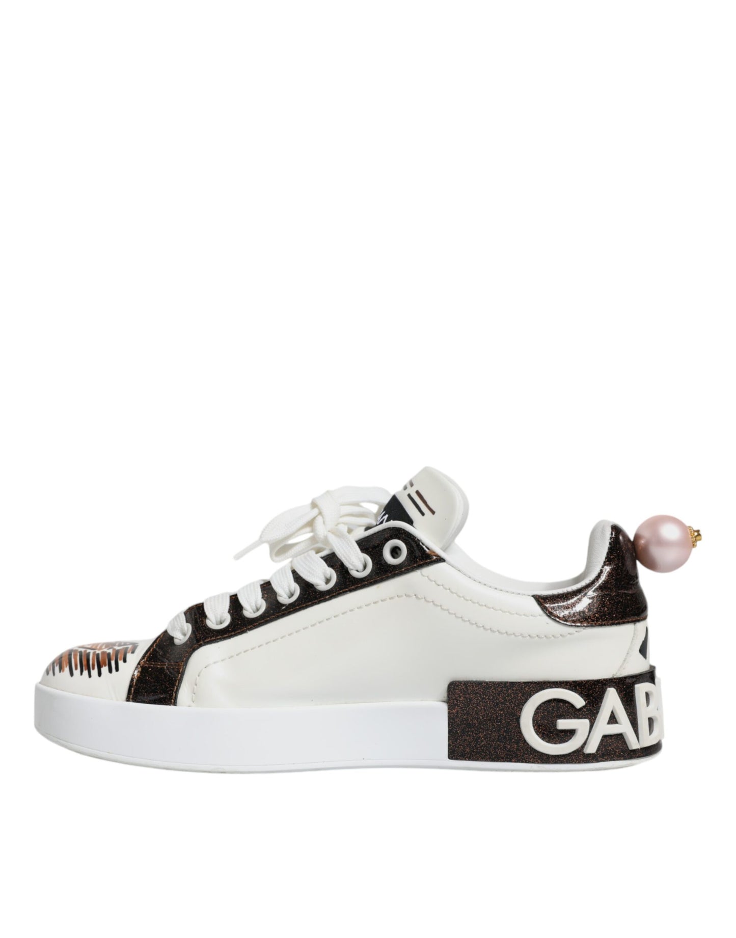 Dolce & Gabbana White Love Sequin Portofino Sneakers Shoes