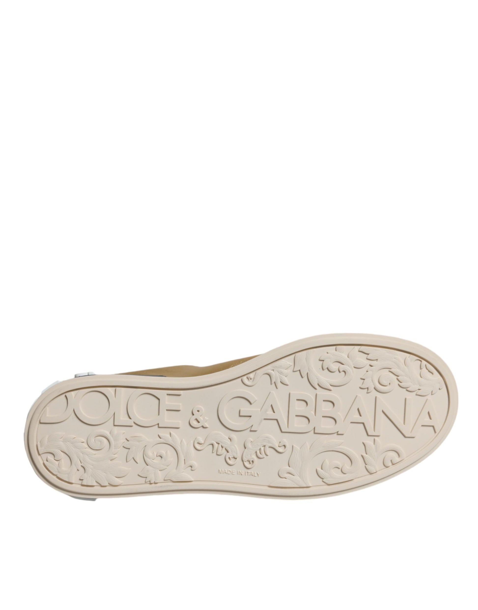 Dolce & Gabbana Gold Portofino Calf Leather Sneakers Shoes