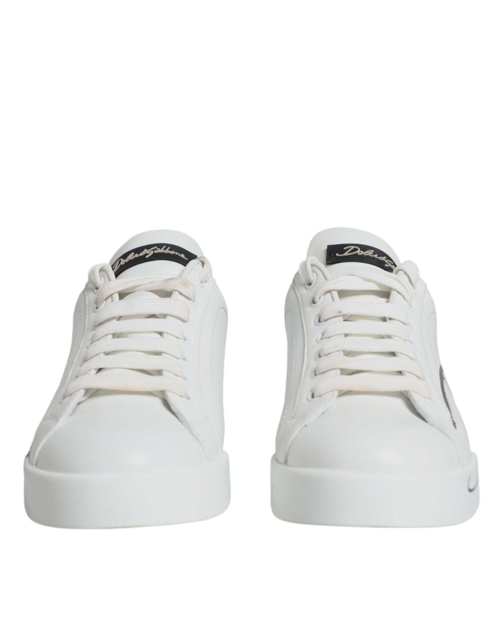 Dolce & Gabbana White Blue Portofino Low Top Sneakers Shoes