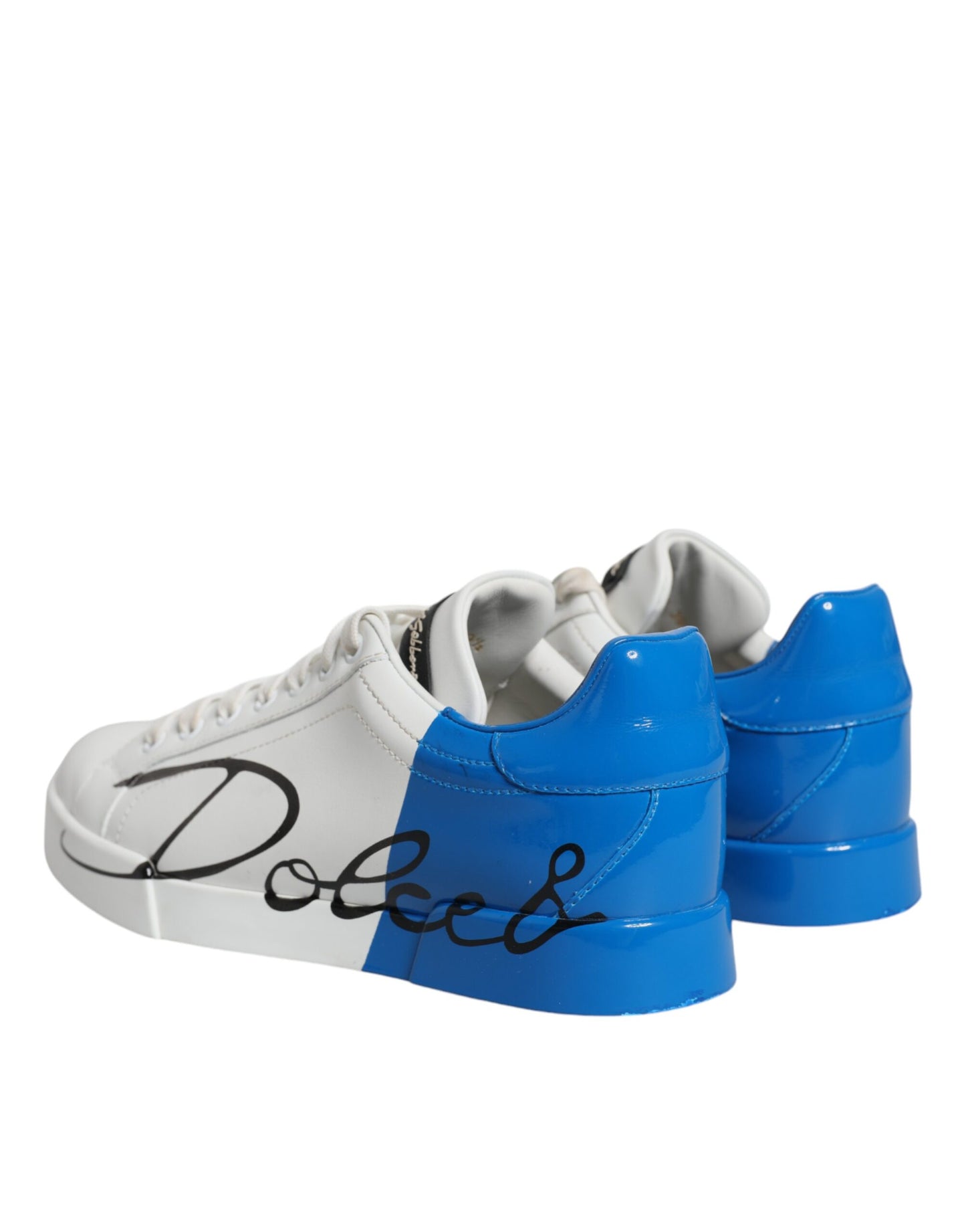 Dolce & Gabbana White Blue Portofino Low Top Sneakers Shoes