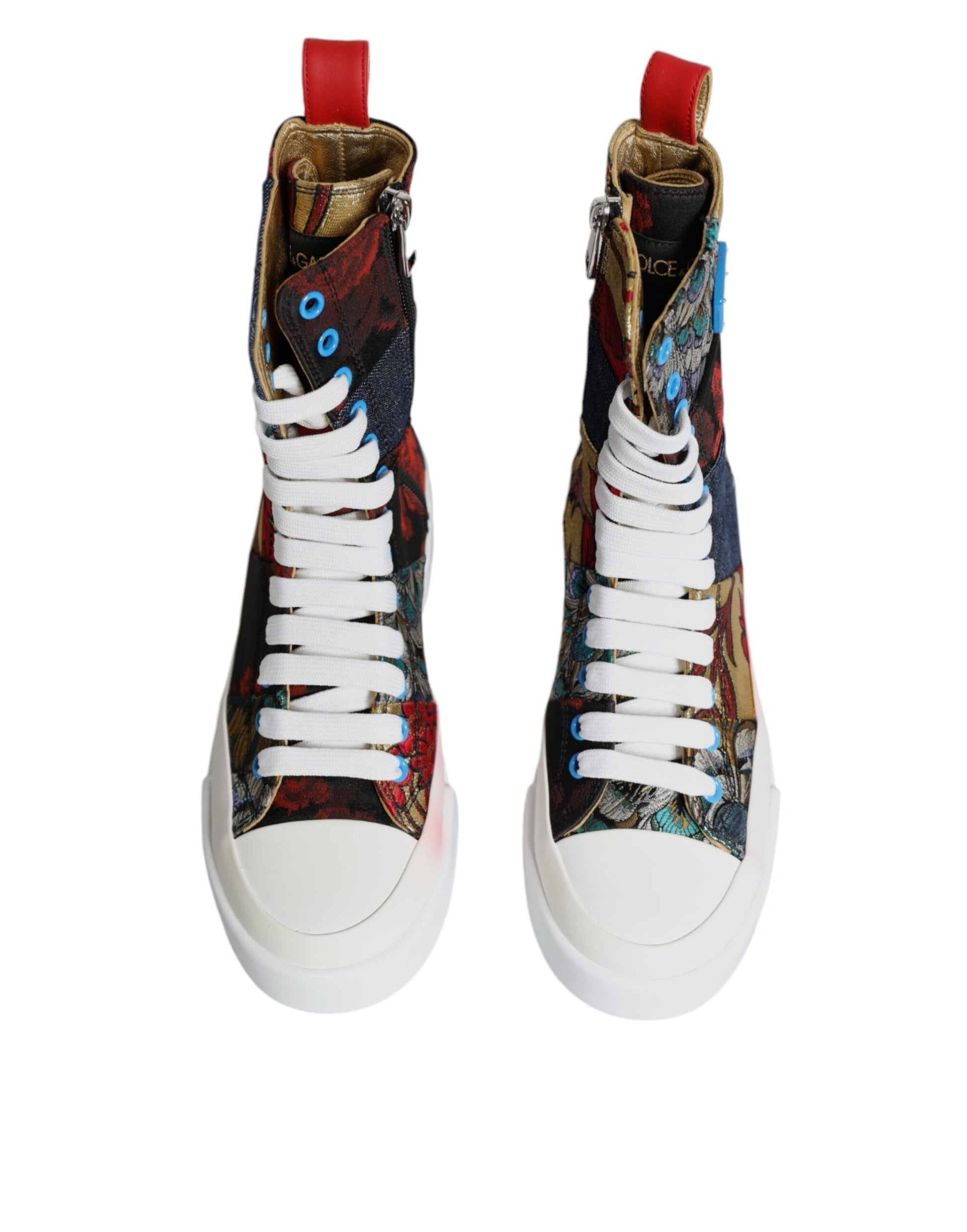 Dolce & Gabbana Multicolor Patchwork Logo High Top Sneakers Shoes