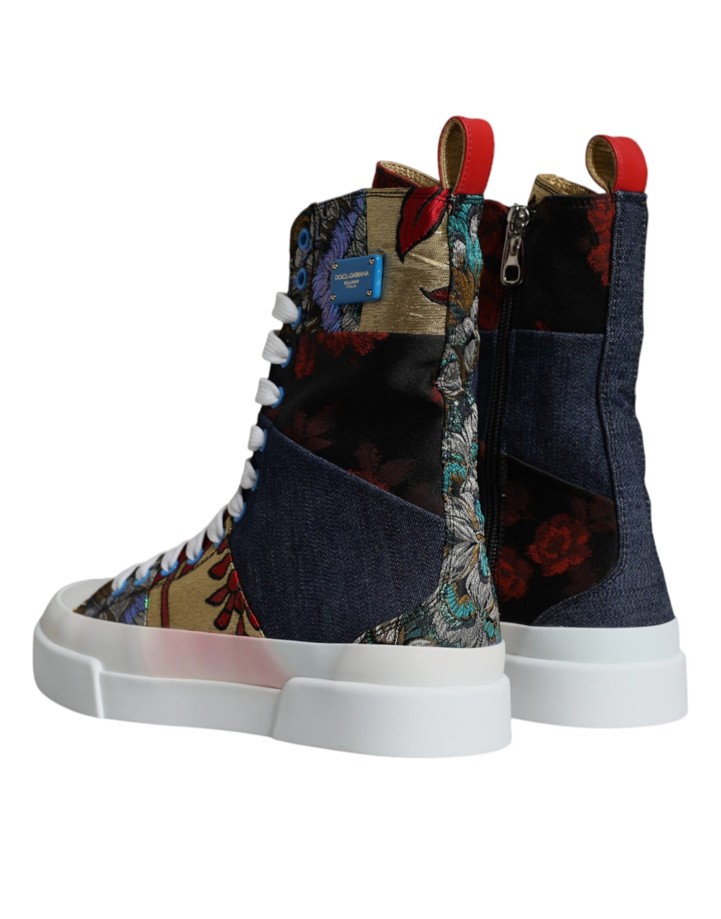 Dolce & Gabbana Multicolor Patchwork Logo High Top Sneakers Shoes