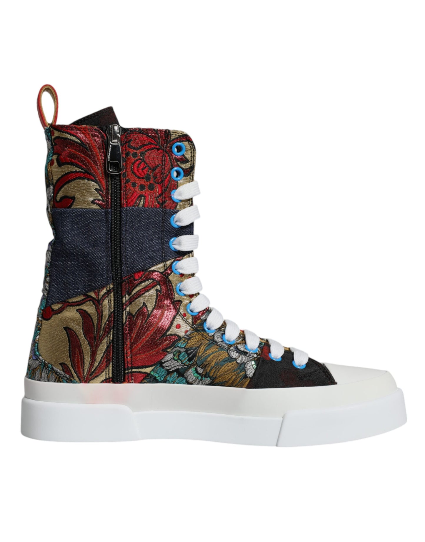 Dolce & Gabbana Multicolor Patchwork Logo High Top Sneakers Shoes