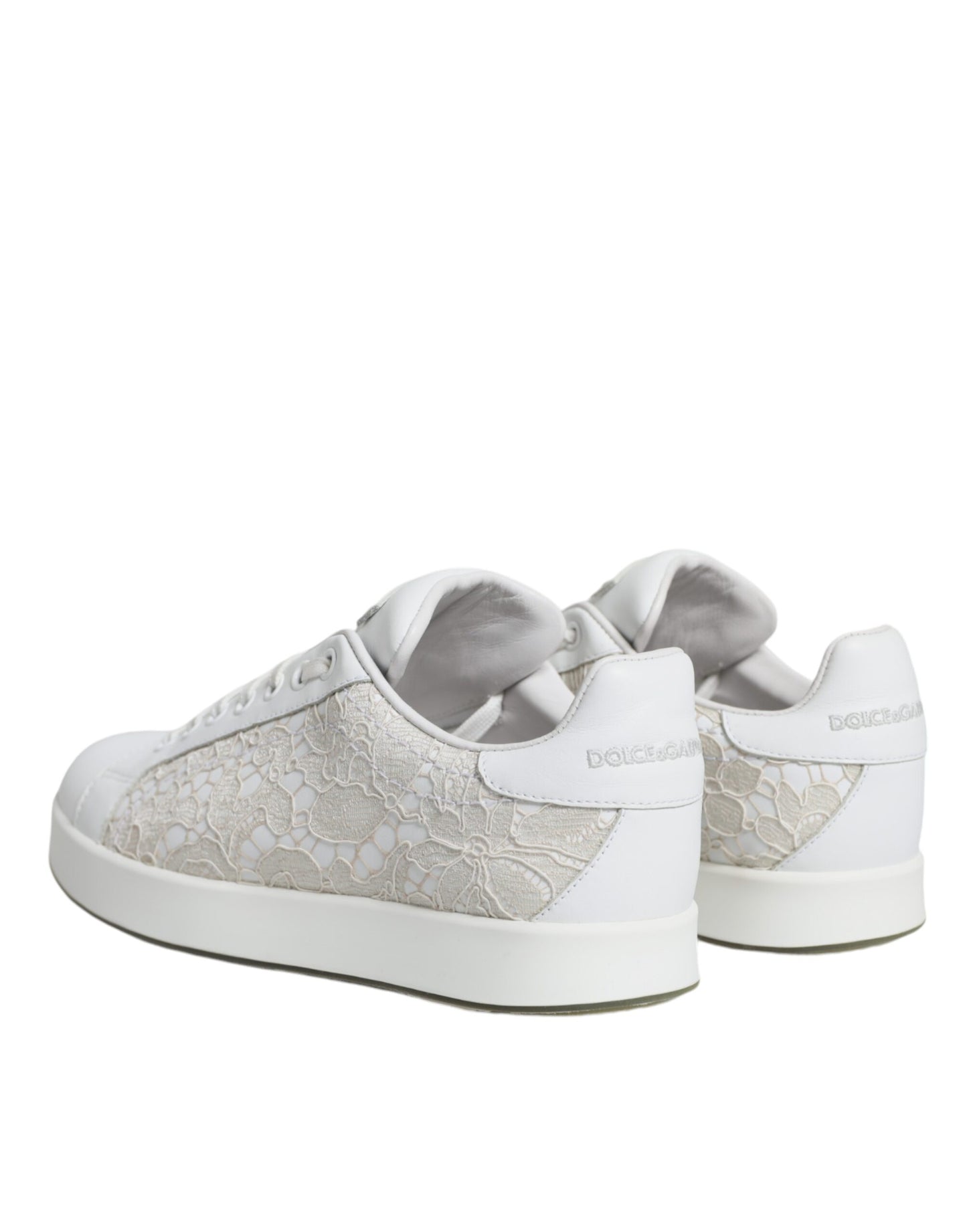 Dolce & Gabbana White Lace Portofino Low Top Sneakers Shoes