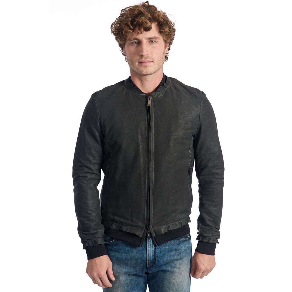 Roberto Pepe Luxury Gray Lambskin Men Jacket