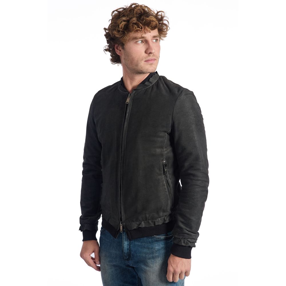 Roberto Pepe Luxury Gray Lambskin Men Jacket