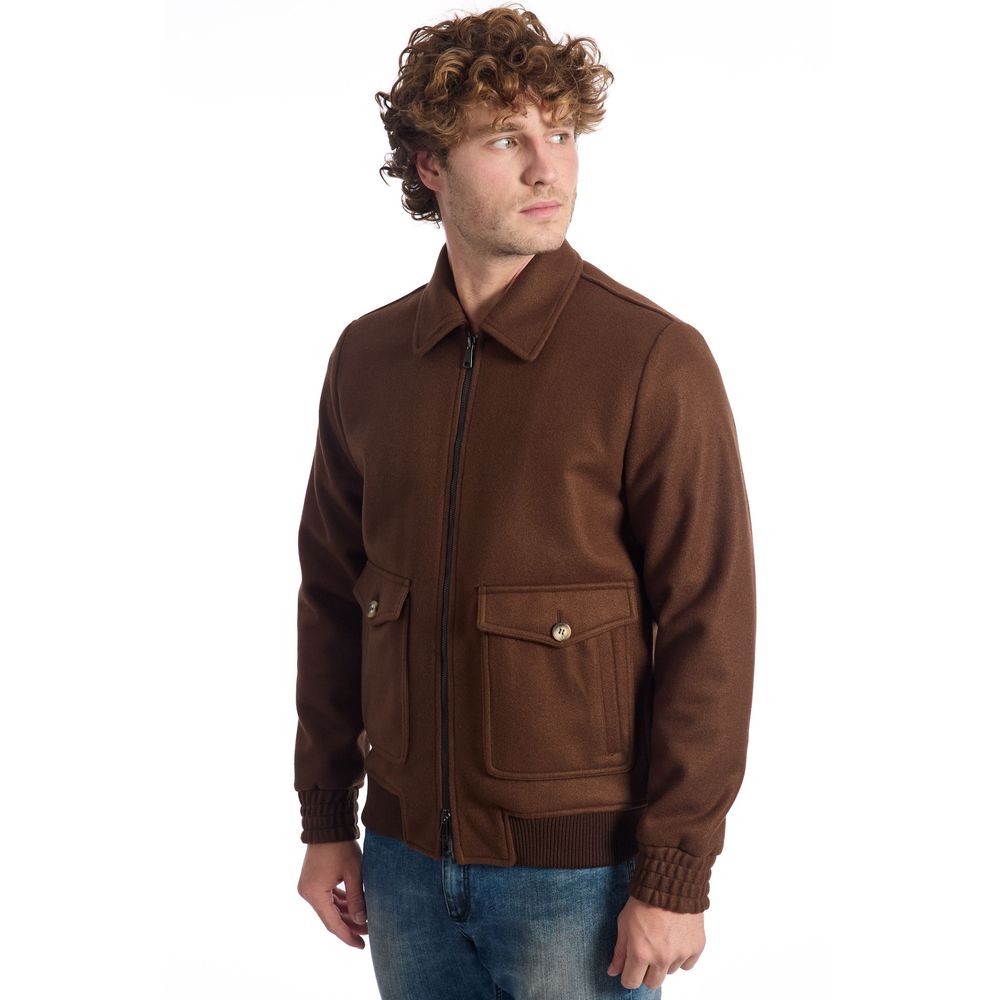 Roberto Pepe Luxury Brown Polyester Men Jacket