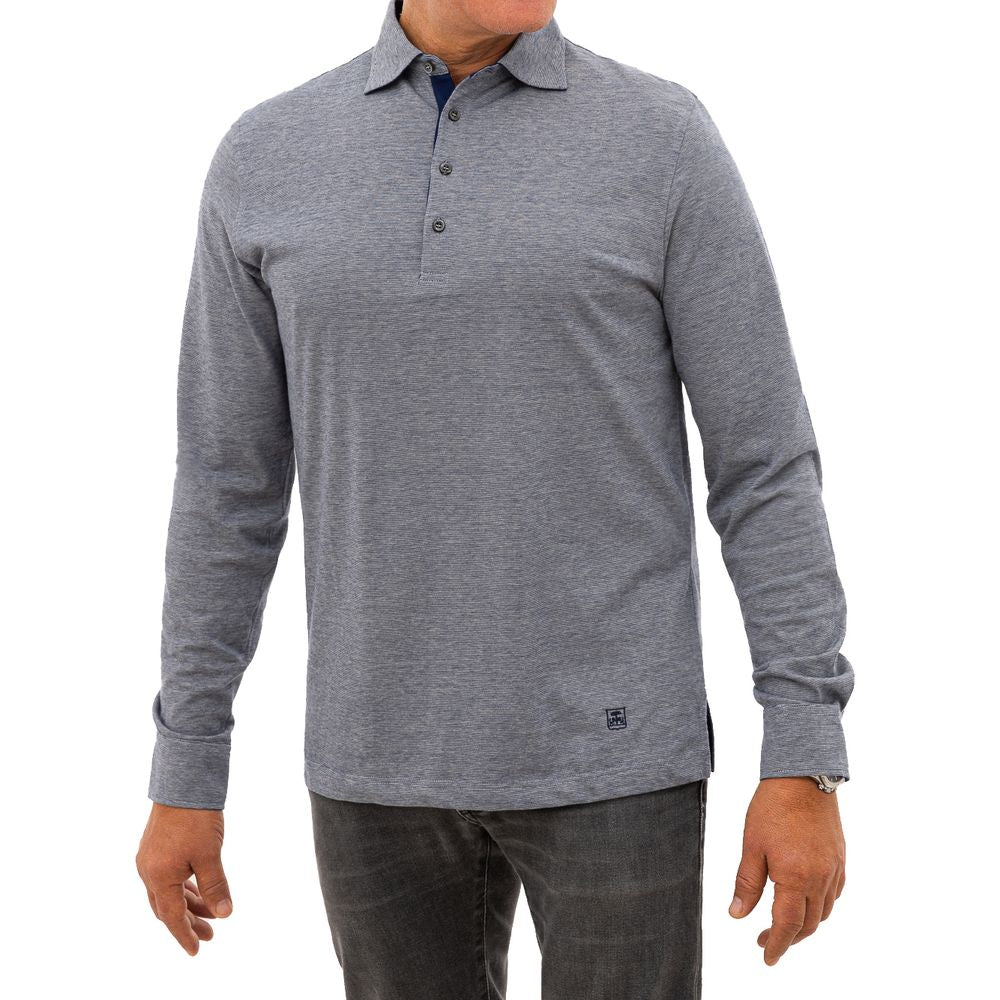 Corneliani Gray Cotton Polo Shirt