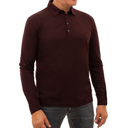 Corneliani Bordeaux Wool Polo Shirt