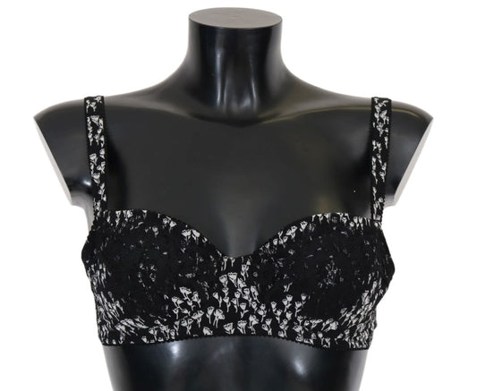 Dolce & Gabbana Elegant Black Floral Lace Silk Bra Dolce & Gabbana