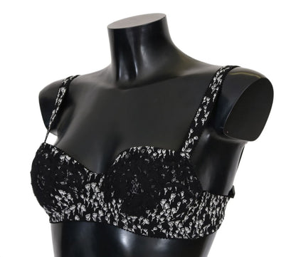 Dolce & Gabbana Elegant Black Floral Lace Silk Bra Dolce & Gabbana