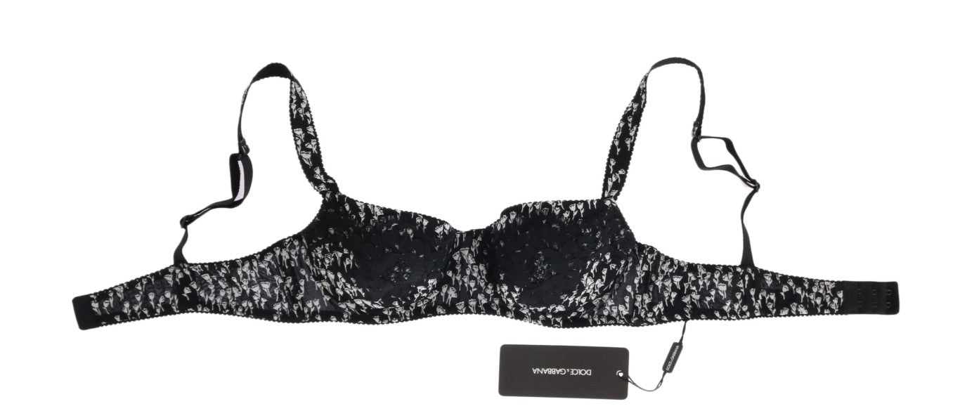 Dolce & Gabbana Elegant Black Floral Lace Silk Bra Dolce & Gabbana