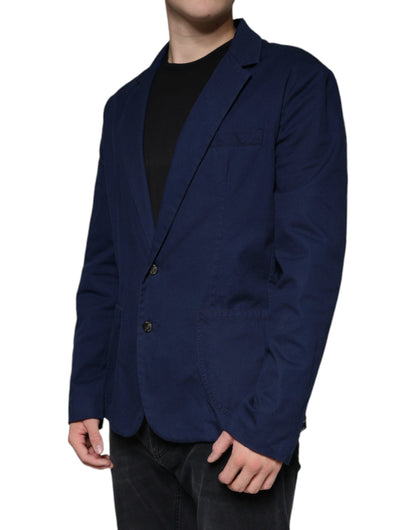 Dolce & Gabbana Blue Notch Single Breasted Dress Coat Blazer