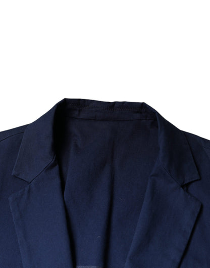 Dolce & Gabbana Blue Notch Single Breasted Dress Coat Blazer