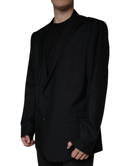 Dolce & Gabbana Black Wool Single Breasted Men Coat Blazer