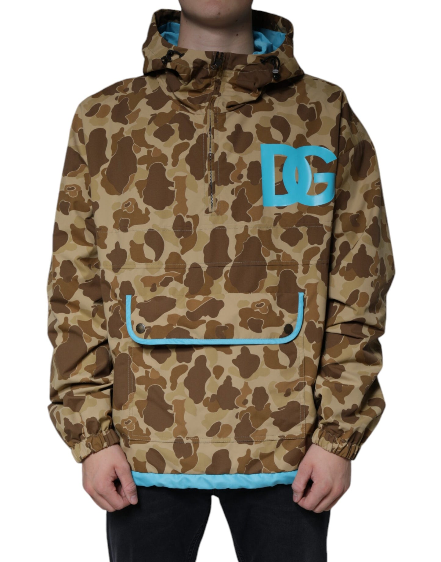 Dolce & Gabbana Brown Camouflage Hooded Pullover Jacket