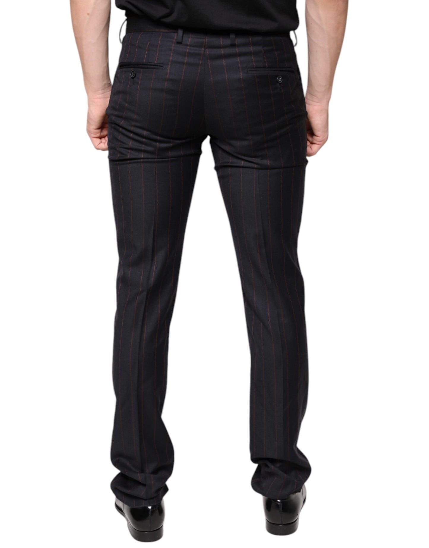 Dolce & Gabbana Black Stripes Skinny Men Dress Pants