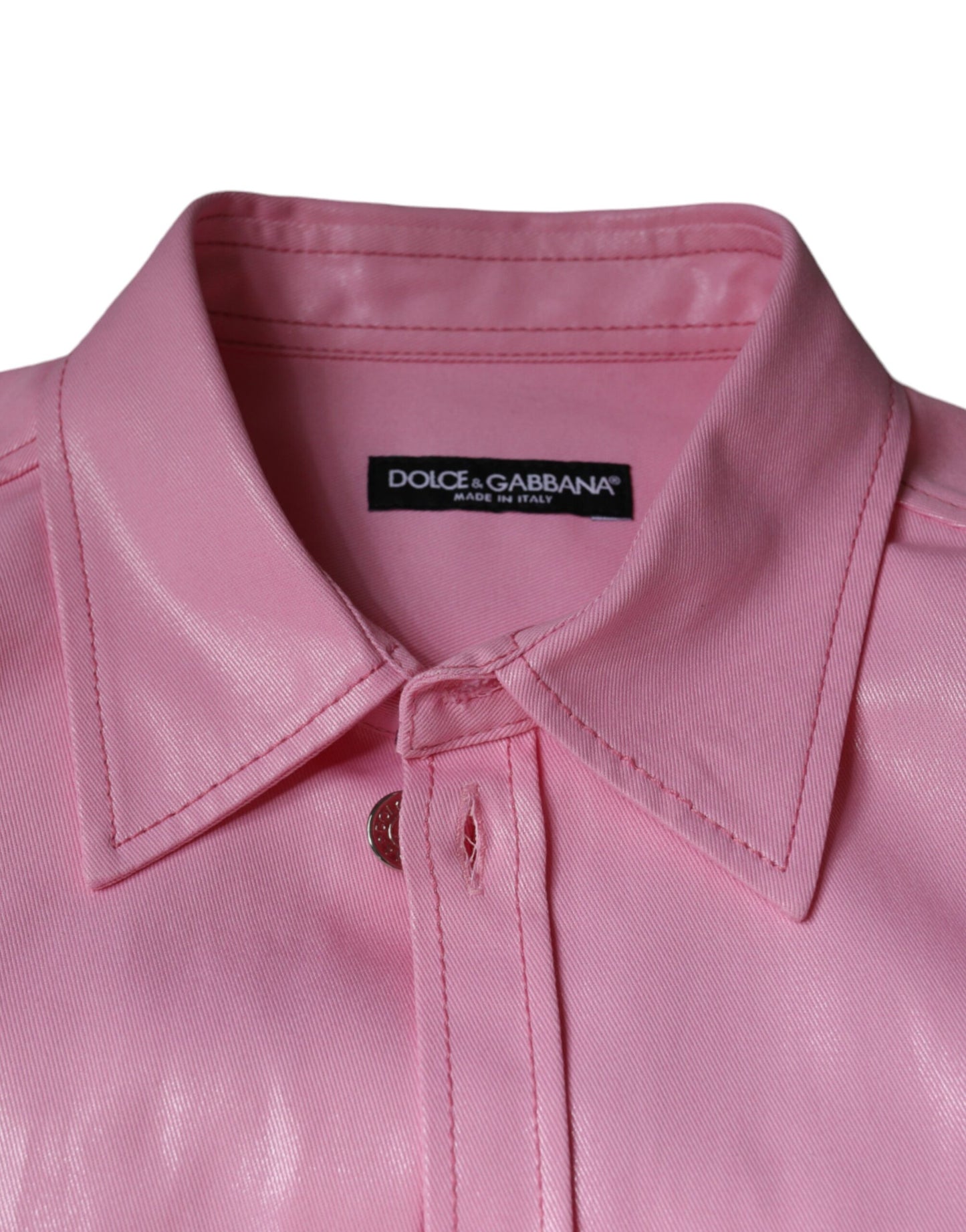 Dolce & Gabbana Pink Cotton Collared Button Down Shirt