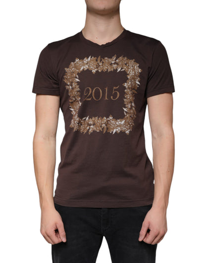 Dolce & Gabbana Brown New Year 2015 Cotton Crew Neck T-shirt