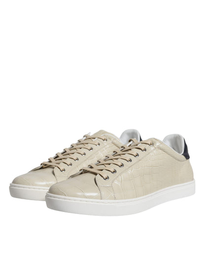 Dolce & Gabbana Beige London Leather Low Top Sneakers Shoes