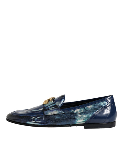 Dolce & Gabbana Blue Tie Dye DG Loafers Formal Shoes