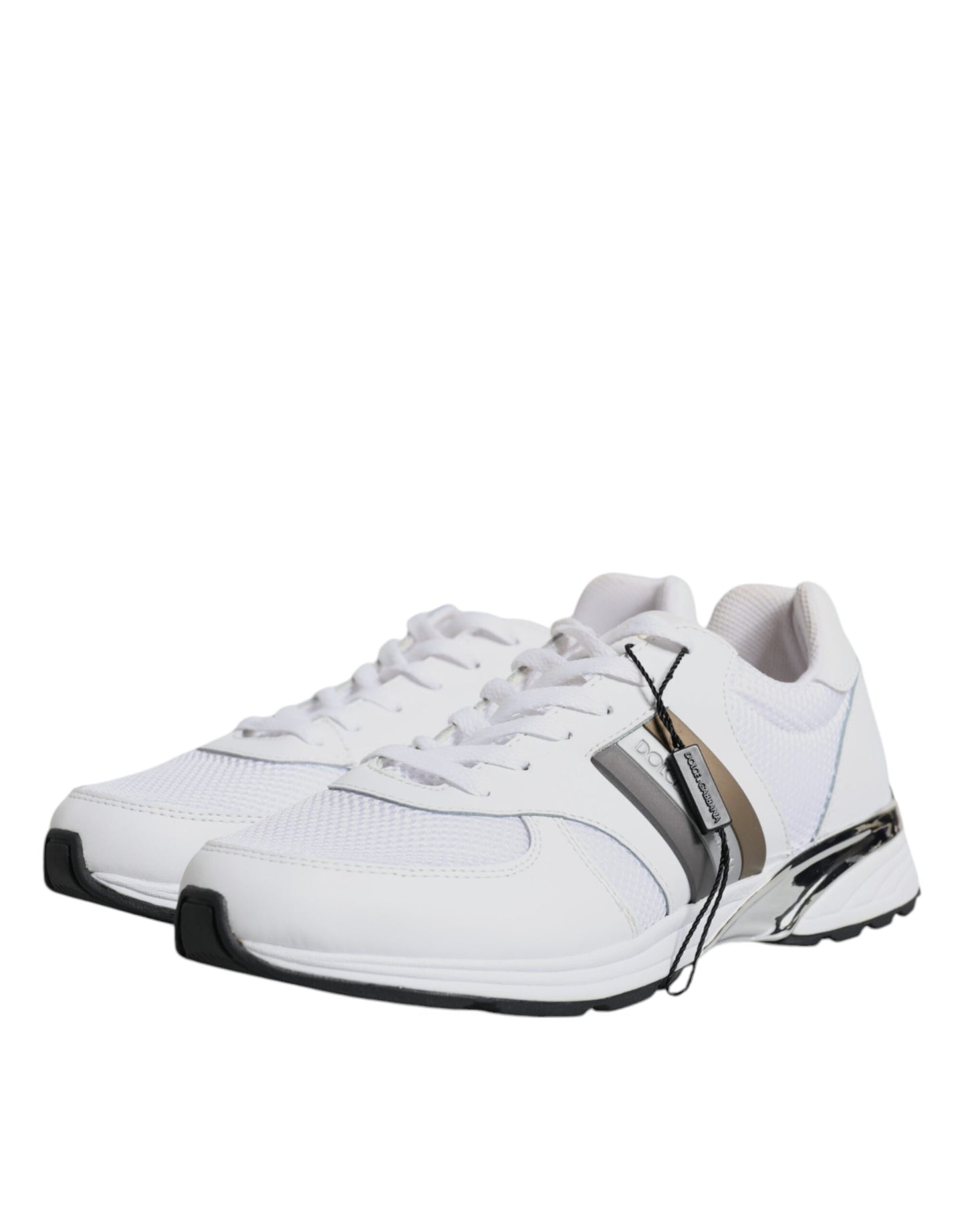 Dolce & Gabbana White Logo Leather Casual Sneakers Shoes