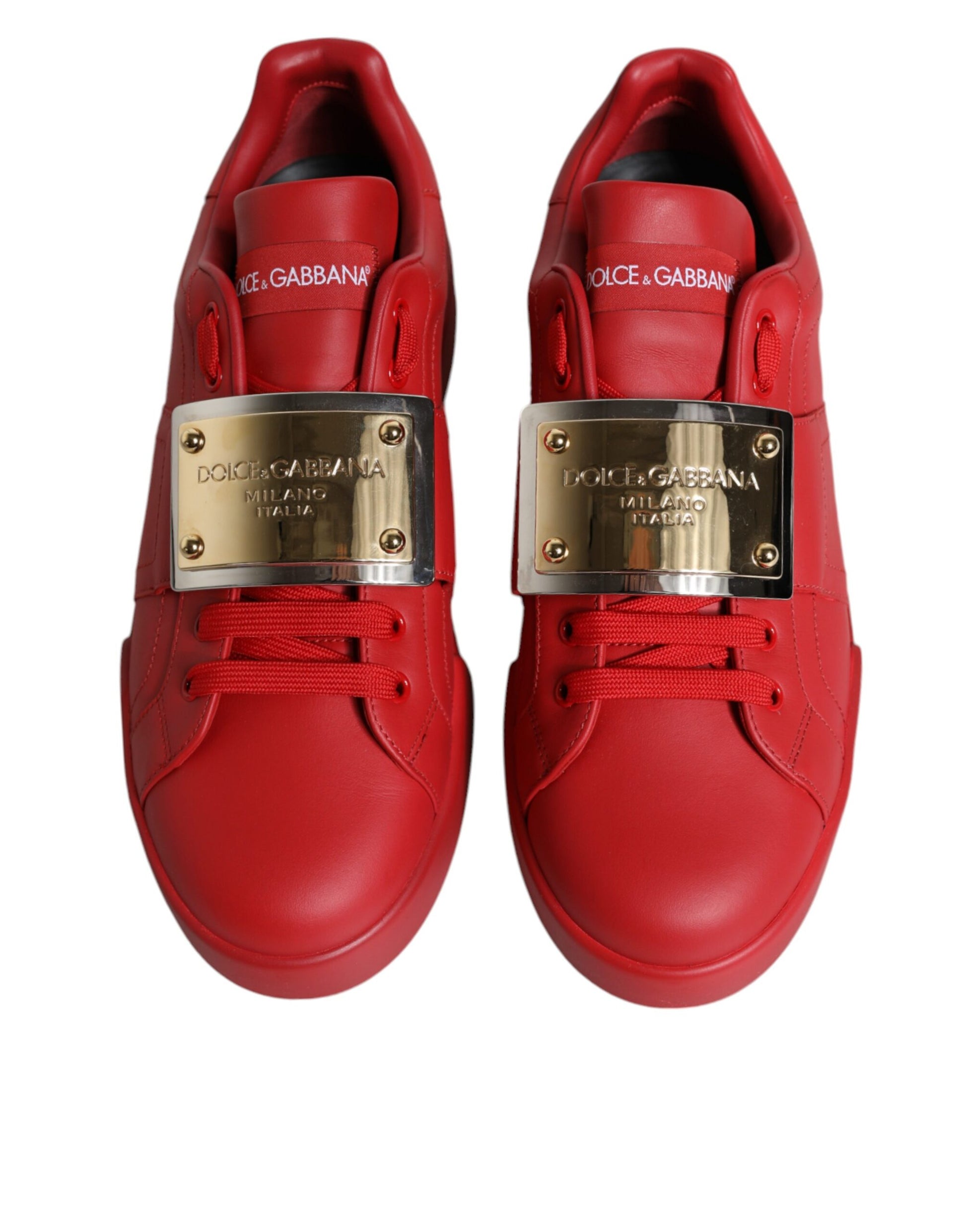 Dolce & Gabbana Red Leather Low Top Portofino Sneakers Shoes