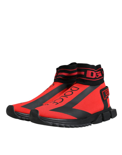 Dolce & Gabbana Red Black High Top Sorrento Sneakers Shoes