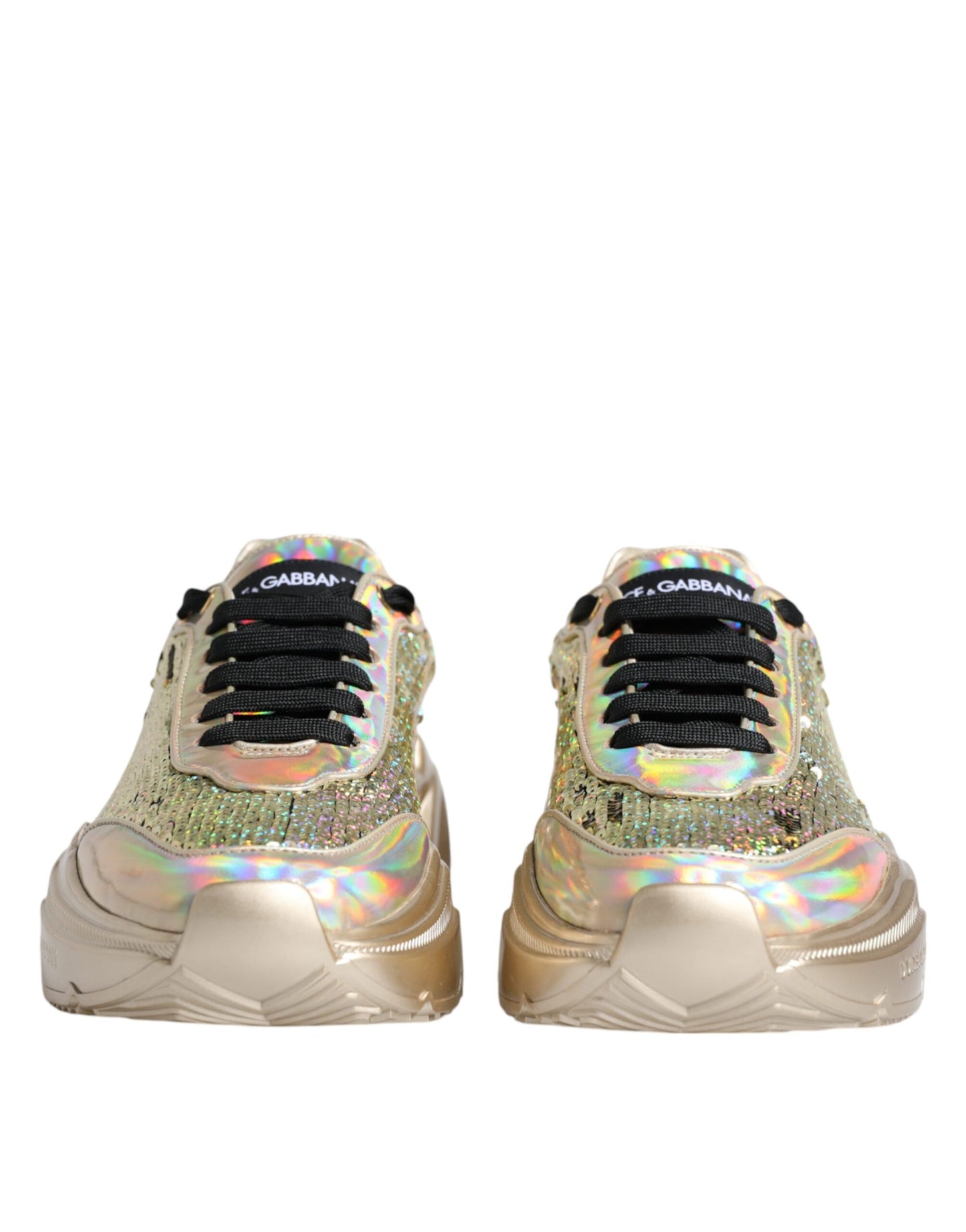 Dolce & Gabbana Gold Sequin Iridiscent Daymaster Sneakers Shoes