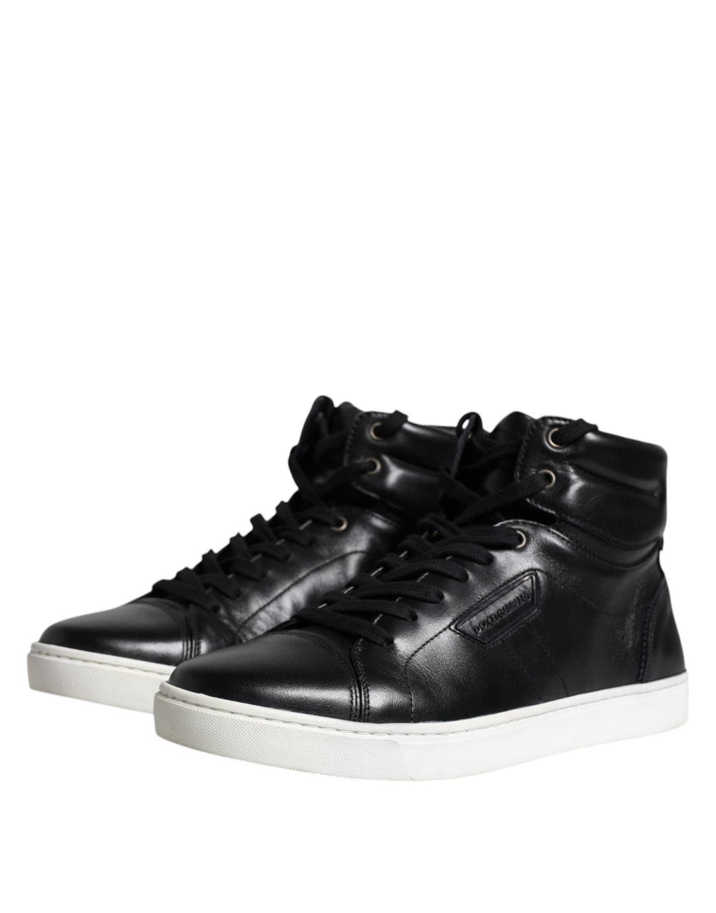 Dolce & Gabbana Black Leather High Top Men Sneakers Shoes