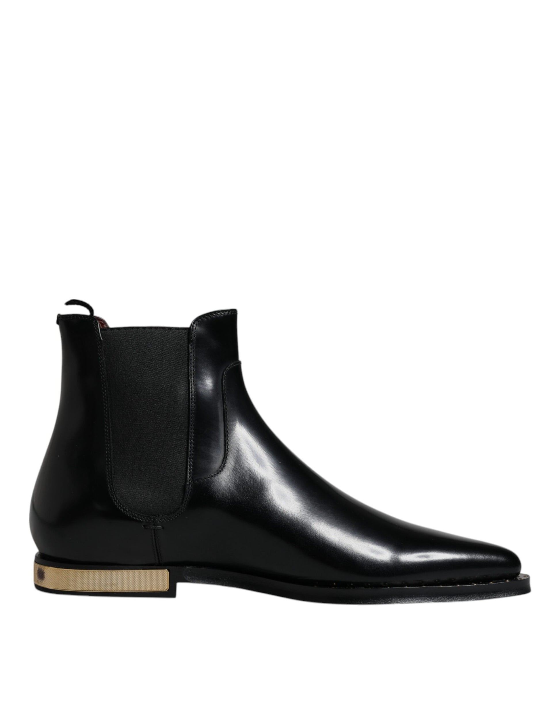 Dolce & Gabbana Black Leather Chelsea Ankle Boots Shoes