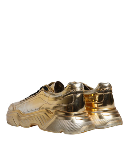 Dolce & Gabbana Gold Leather Daymaster Low Top Sneakers Shoes