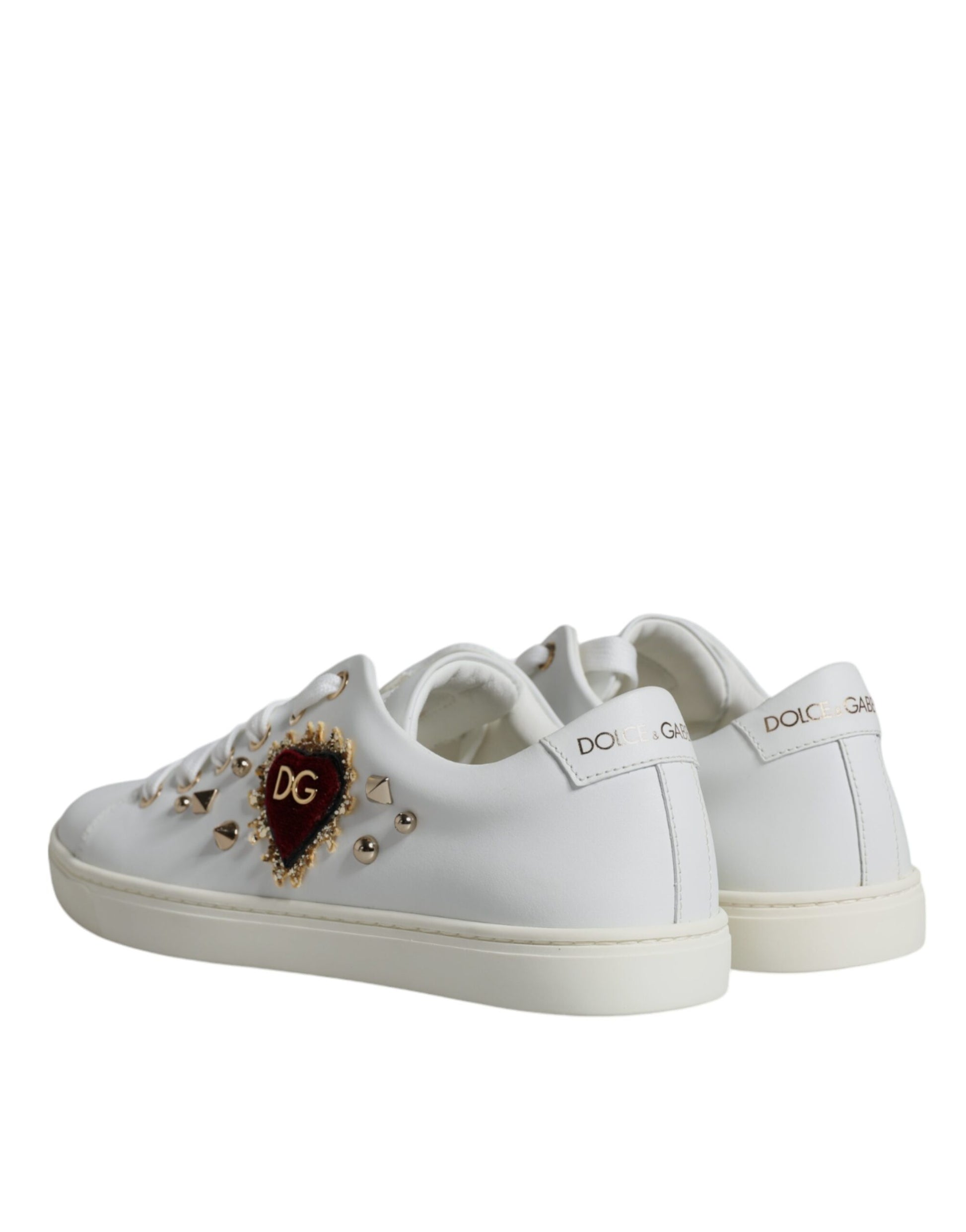 Dolce & Gabbana White Portofino Sacred Heart Sneakers Shoes