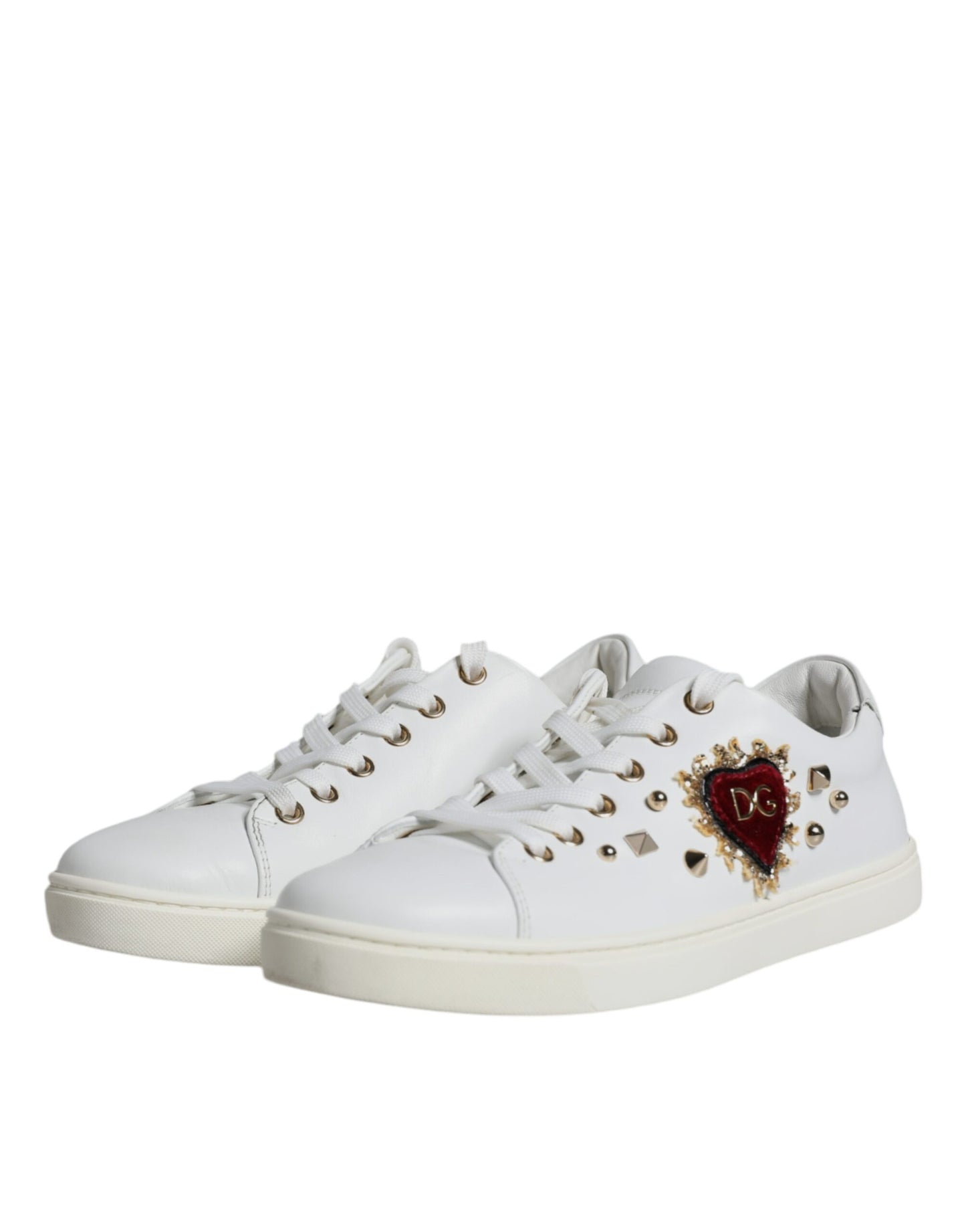 Dolce & Gabbana White Portofino Sacred Heart Sneakers Shoes