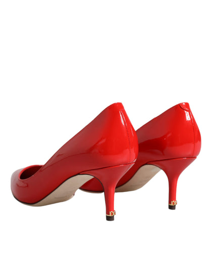 Dolce & Gabbana Red Patent Leather Kitten Heels Pumps Shoes