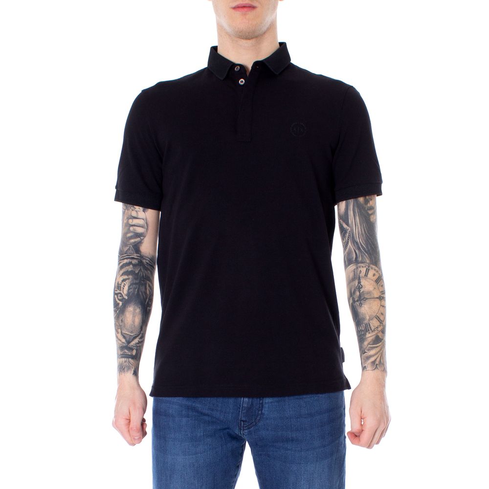 Armani Exchange Black Cotton Polo Shirt