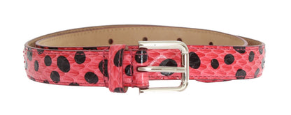 Dolce & Gabbana Polka Dot Snakeskin Belt with Silver Buckle Dolce & Gabbana