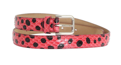 Dolce & Gabbana Polka Dot Snakeskin Belt with Silver Buckle Dolce & Gabbana