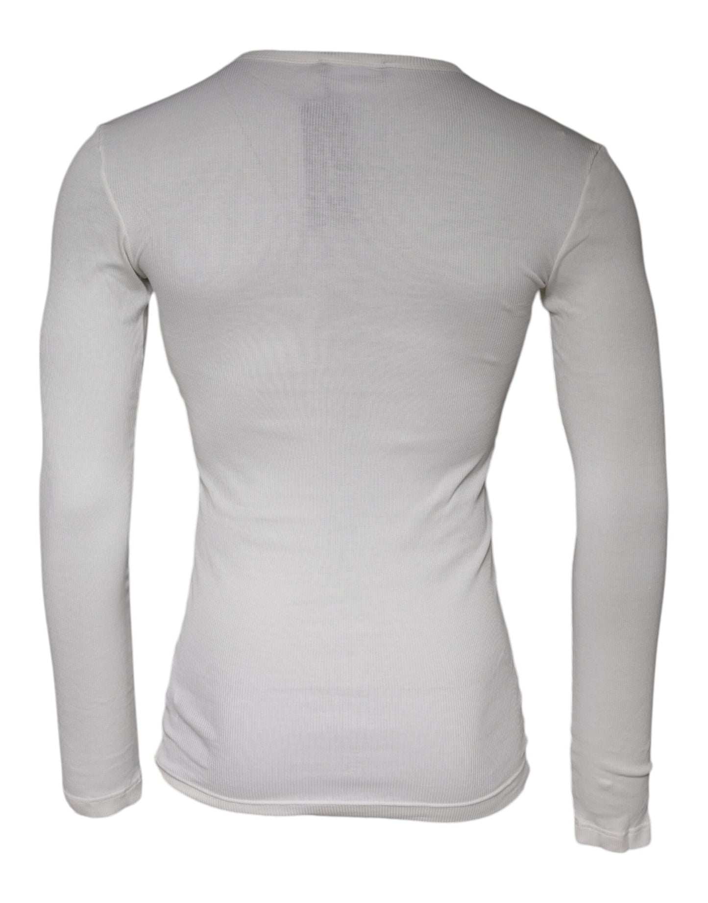 Dolce & Gabbana White Cotton Buttoned Long Sleeves T-shirt