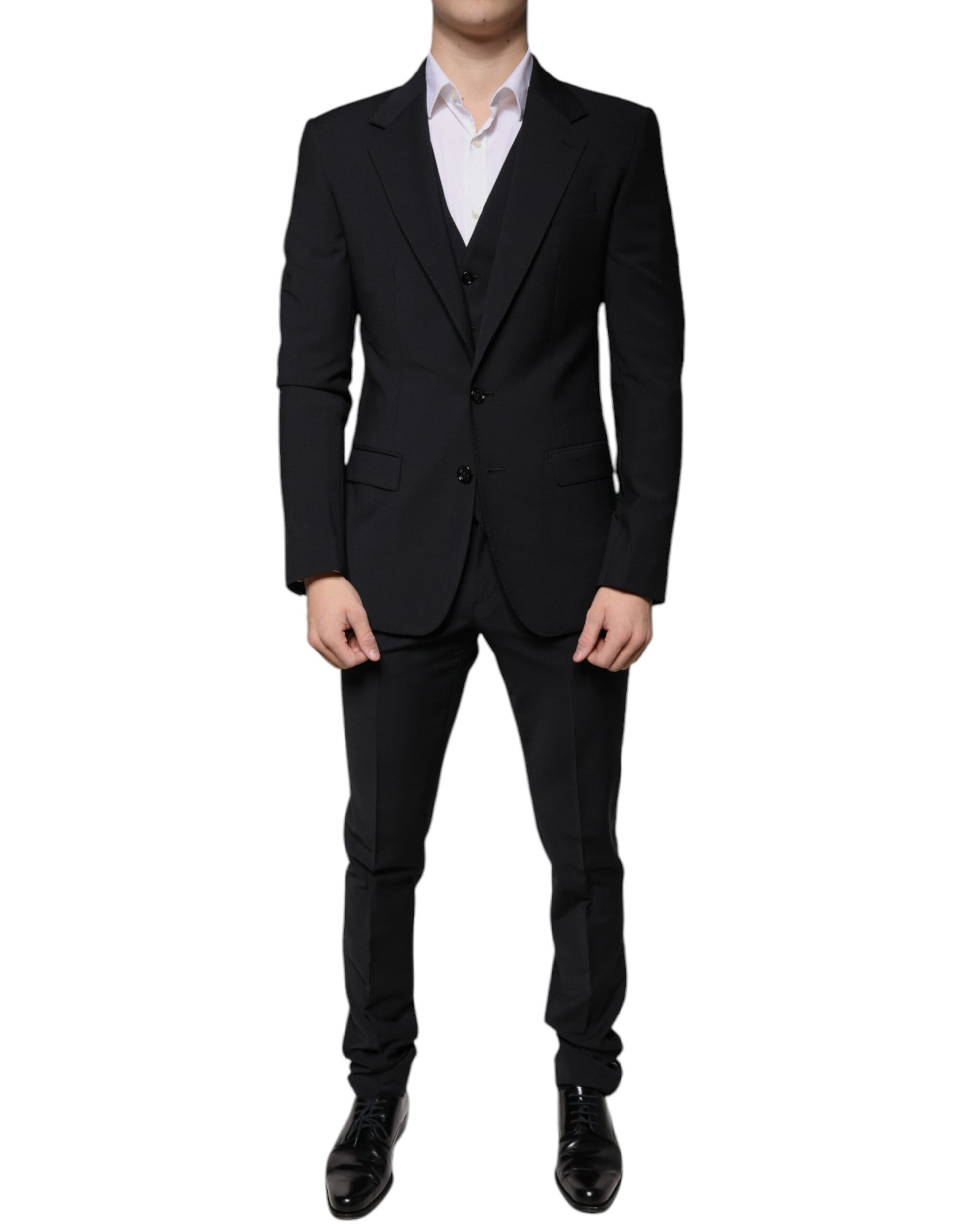 Dolce & Gabbana Black Wool MARTINI Formal 3 Piece Suit