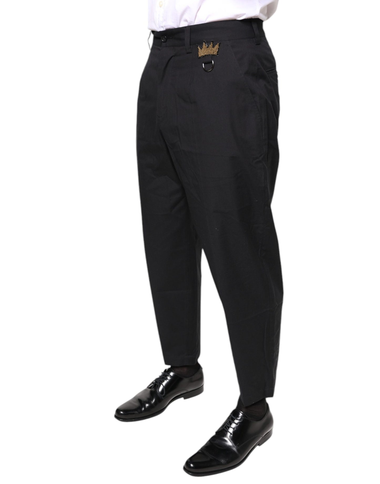 Dolce & Gabbana Black Crown Cotton Dress Pants