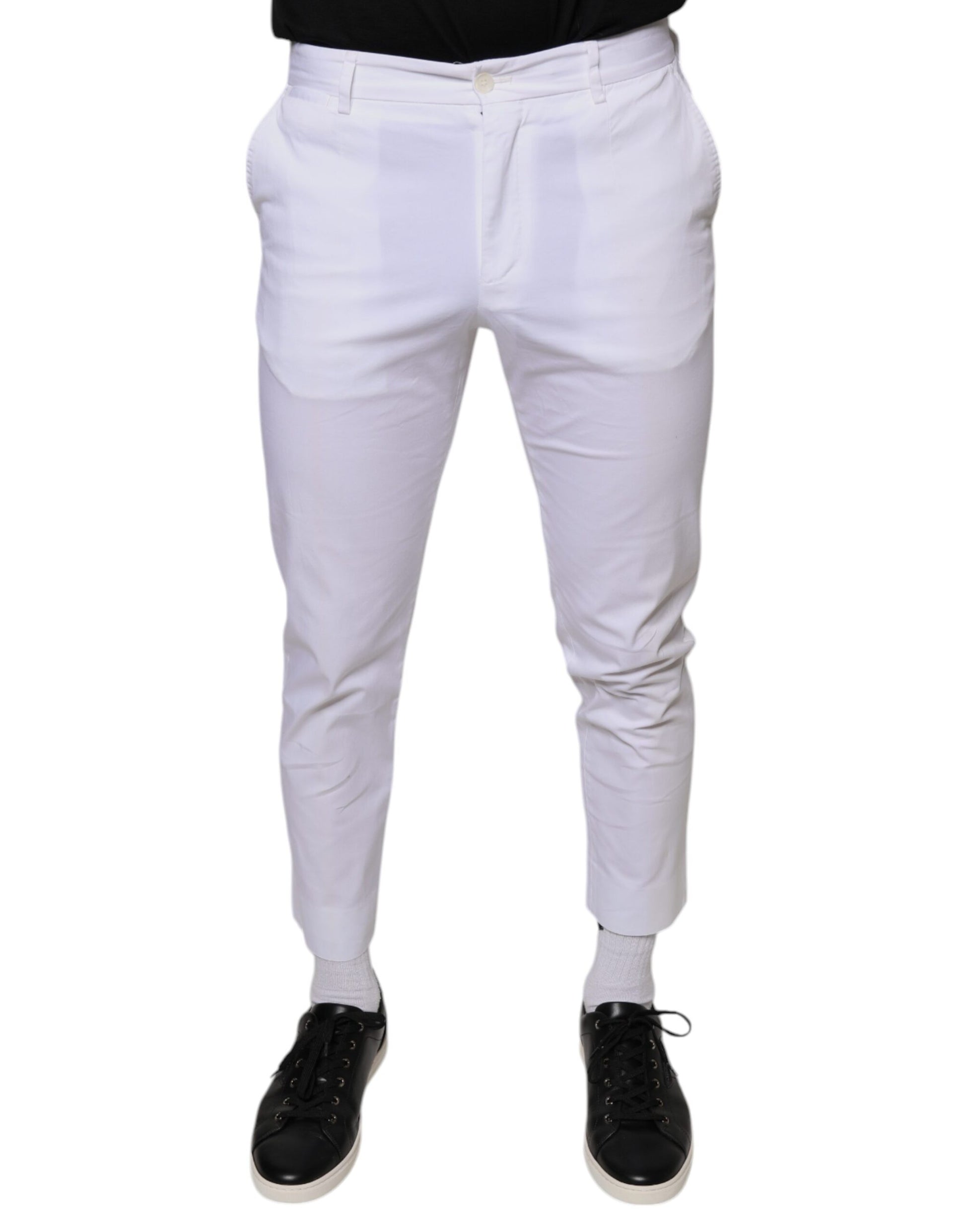 Dolce & Gabbana White Cotton Skinny Dress Pants