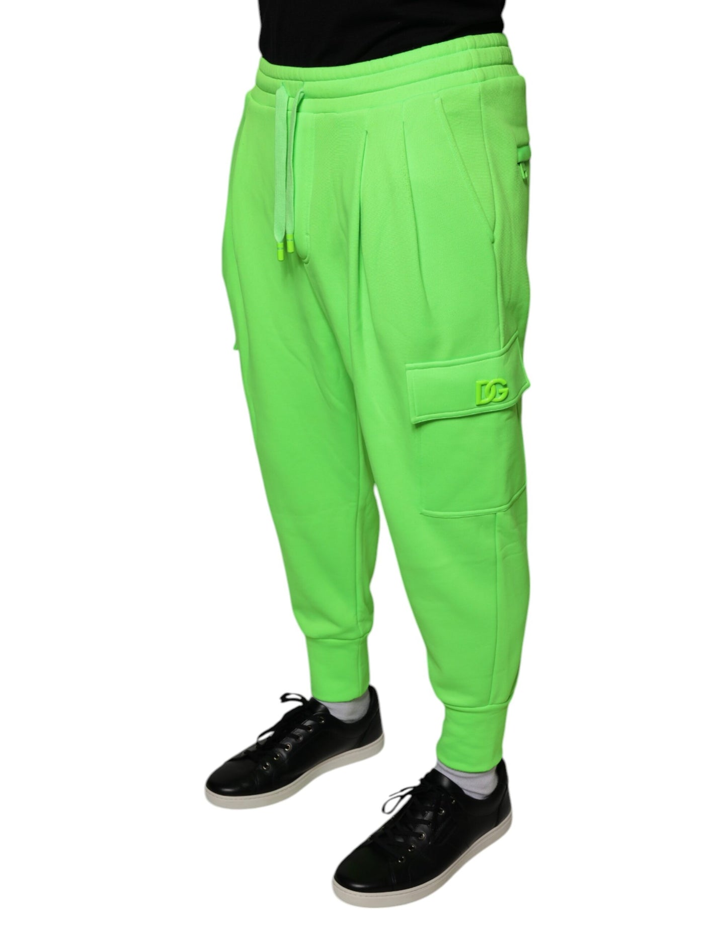 Dolce & Gabbana Neon Green Polyester Cargo Jogger Sweatpants Pants