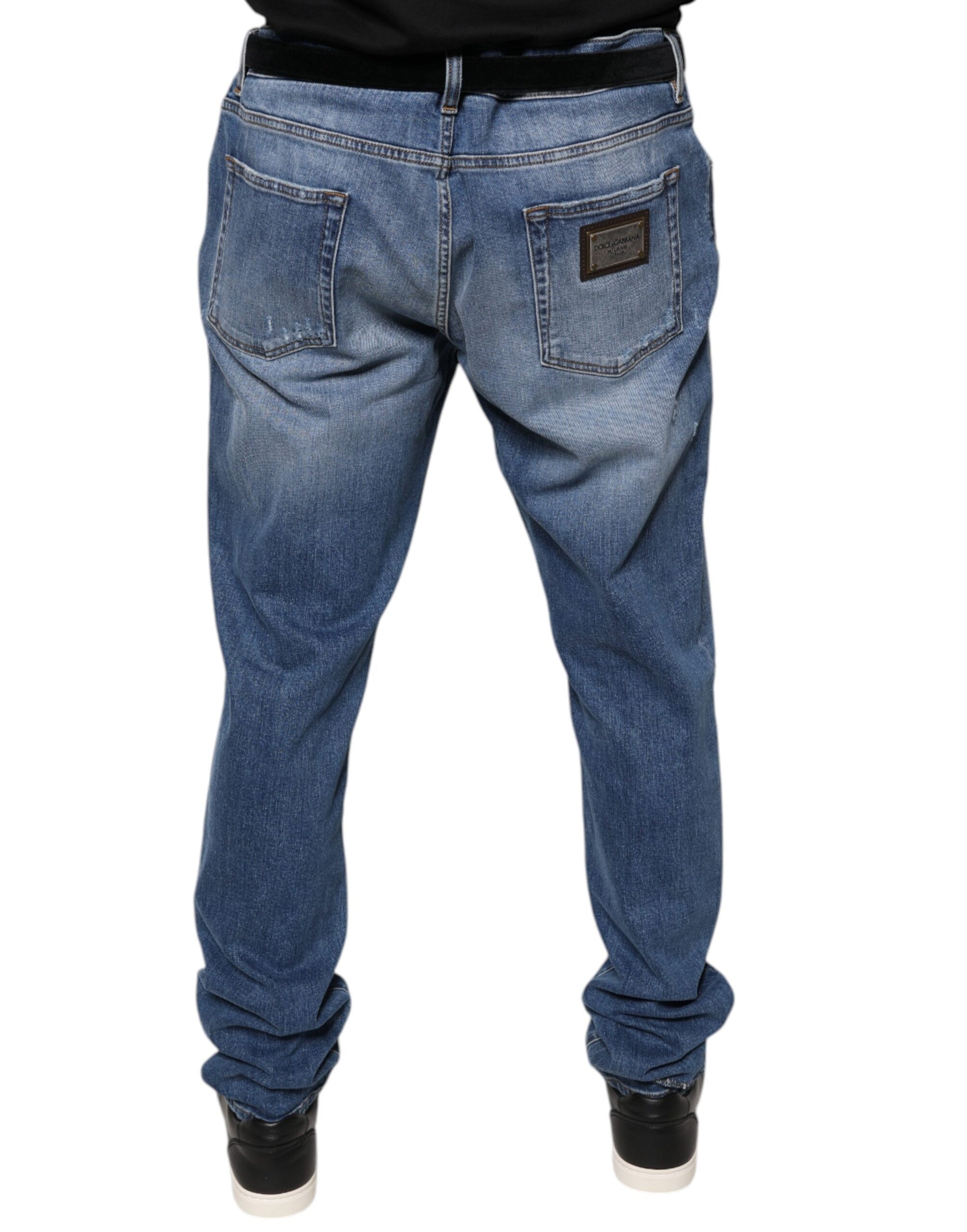 Dolce & Gabbana Blue Washed Cotton Stretch Men Denim Jeans