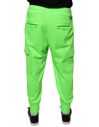 Dolce & Gabbana Neon Green Polyester Cargo Jogger Sweatpants Pants