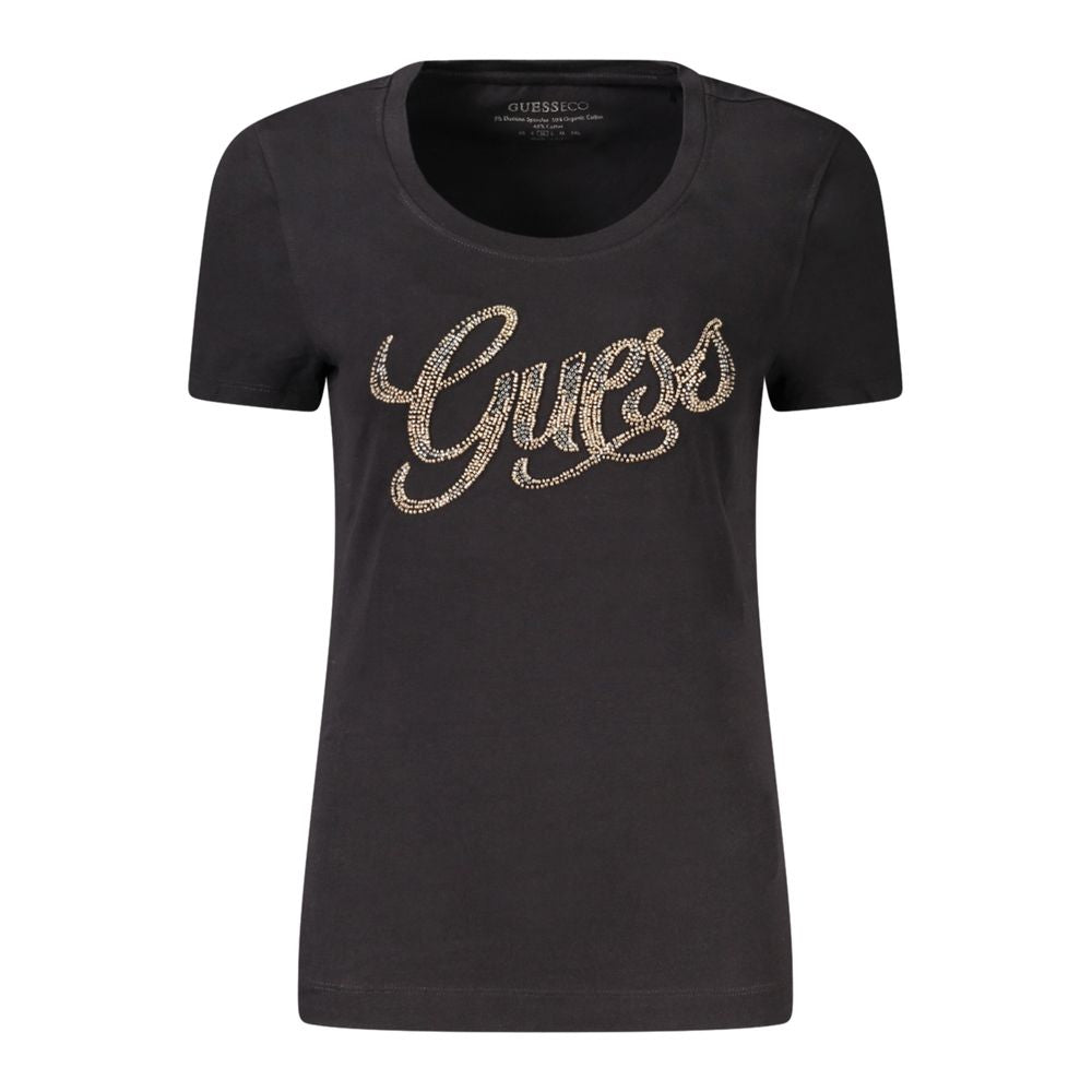 Guess Jeans Black Cotton Tops & T-Shirt