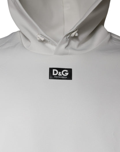 Dolce & Gabbana White D&G Logo Hooded Men Sweatshirt Sweater