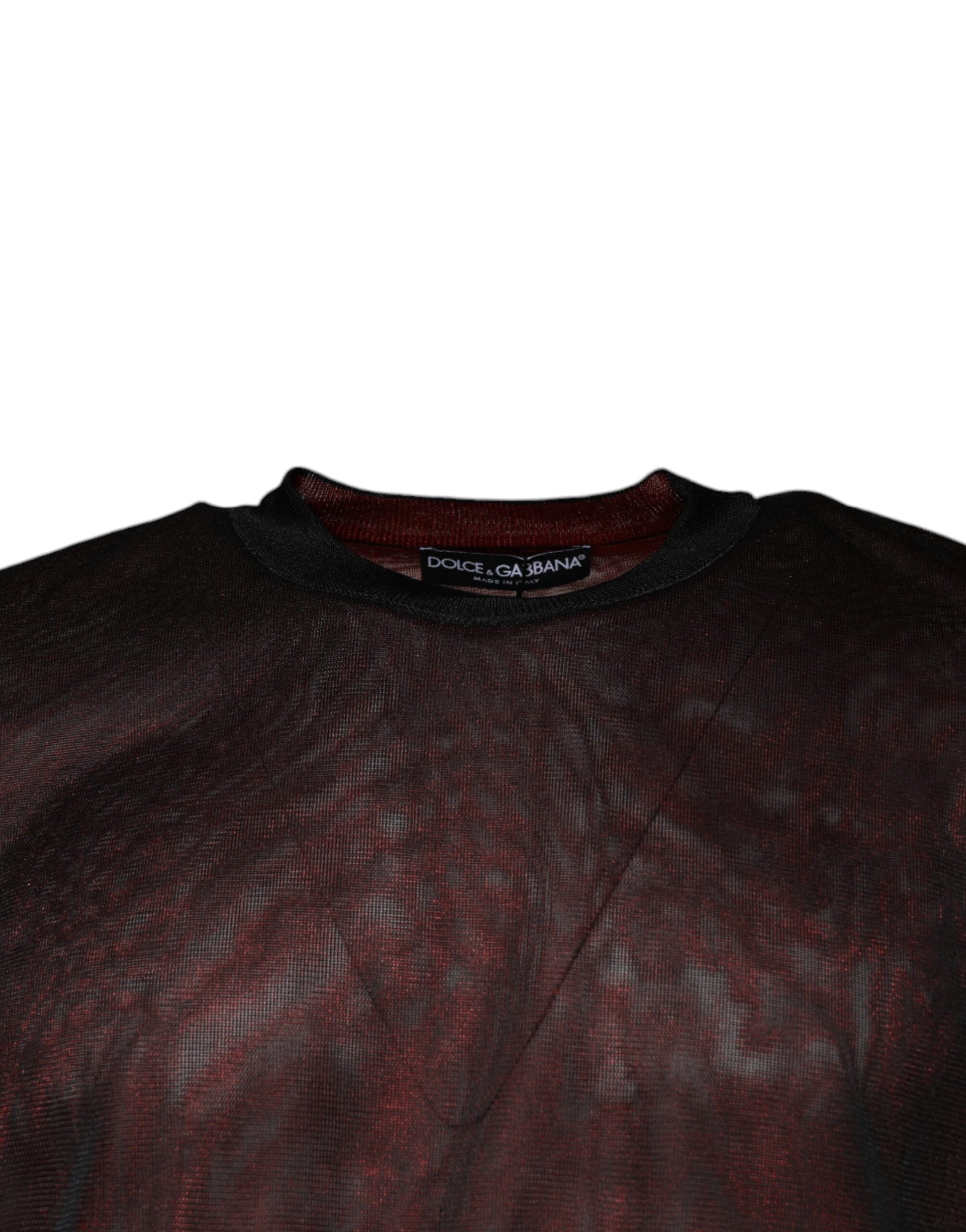 Dolce & Gabbana Maroon Polyester Crew Neck Pullover Sweater