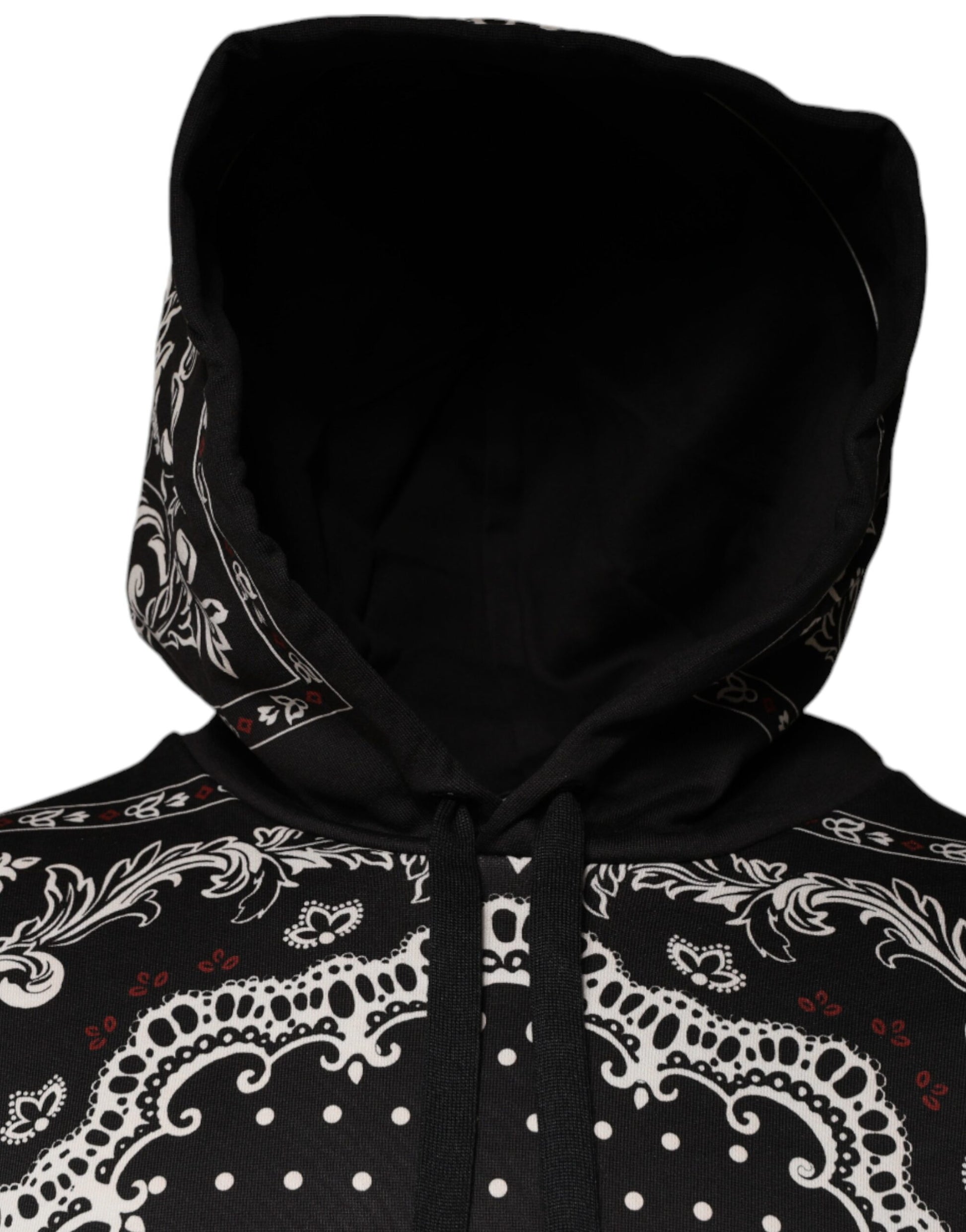 Dolce & Gabbana Black White Bandana Hooded Sweatshirt Sweater