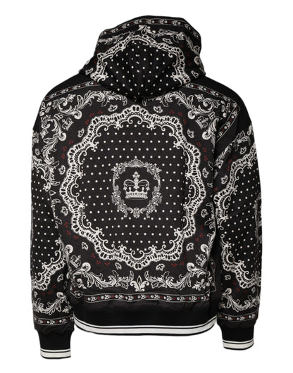 Dolce & Gabbana Black White Bandana Hooded Sweatshirt Sweater